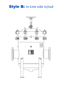 Bag Filter Housing In-Line Side In - Side Out Configuration